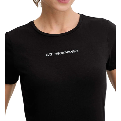 T-shirt Donna in cotone elasticizzato, a maniche corte, dal fit aderente